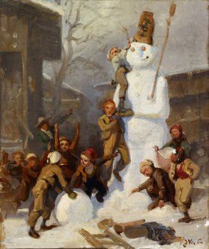 The Snowman by Karl Girardet Oil Painting