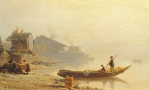 Unloading The Catch by Karl Girardet Oil Painting