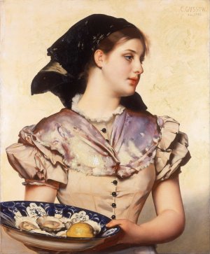 The Oyster Girl by Karl Gussow Oil Painting