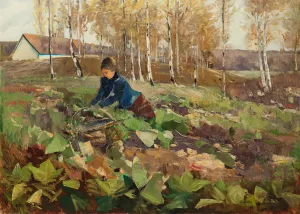 Bauerin im Rubenfeld by Karl Hagemeister Oil Painting