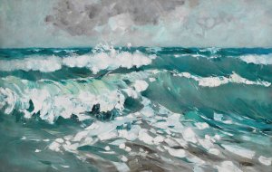 Bewegte See mit gischtenden Wellenkammen by Karl Hagemeister Oil Painting