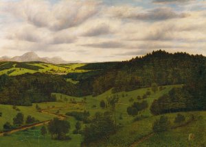Oberbayrische Landschaft bei Schliersee mit dem Wendelstein by Karl Haider Oil Painting