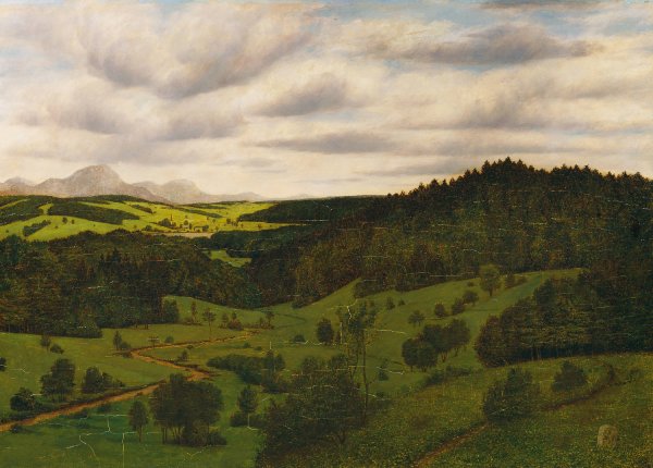 Oberbayrische Landschaft bei Schliersee mit dem Wendelstein  by Karl Haider - Hand-Painted Oil Painting Reproduction