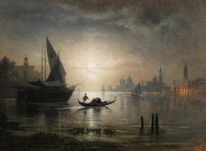 Venedig, Eine Mondnacht im Bacino by Karl Heilmayer Oil Painting