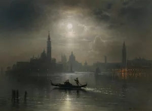 Venice, Full Moon over Santa Maria Salute by Karl Heilmayer Oil Painting