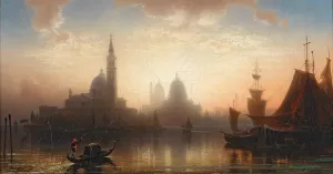 Venice, Gondolier in the Evening Light by Karl Heilmayer Oil Painting