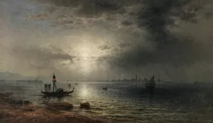 Vollmond uber der Lagune von Venedig Oil painting by Karl Heilmayer