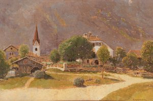View of Sankt Johann im Walde by Karl Hofmann Oil Painting