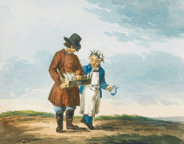 Main Product Photo of Two Young Street Vendors Painting by Karl Ivanovich Kollman