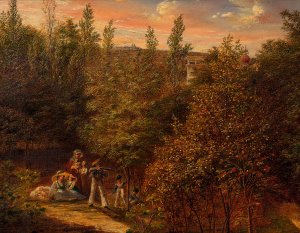 Baumlandschaft mit Familie und Kindern by Karl Joseph Aloys Agricola Oil Painting