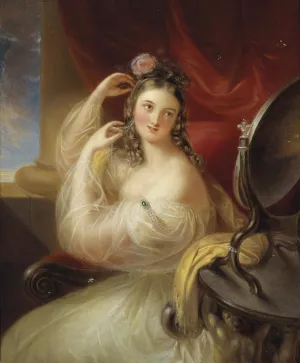 Dame vor dem Toilettspiegel Oil painting by Karl Joseph Aloys Agricola