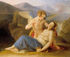 Psyche wird durch Amors Pfeil aus der Ohnmacht erweckt by Karl Joseph Aloys Agricola Oil Painting