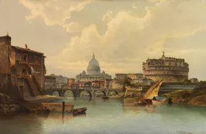Ansicht von Rom mit St. Peter und Engelsburg Oil painting by Karl Kaufmann