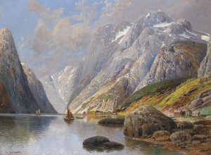 Fjordlandschaft by Karl Kaufmann Oil Painting