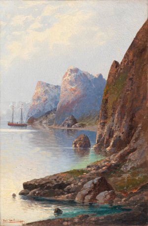 Fjordlanschaft by Karl Kaufmann Oil Painting
