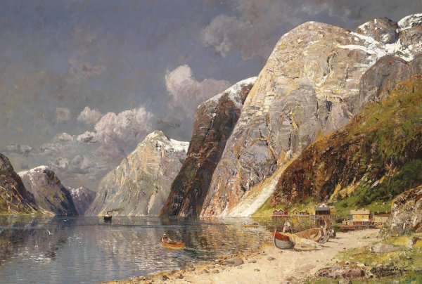 Grosse Fjordlandschaft by Karl Kaufmann - Hand-Painted Oil Painting Reproduction