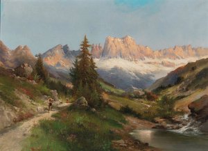 In the Dolomites by Karl Kaufmann Oil Painting