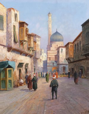 Orientalische Strasenszene by Karl Kaufmann Oil Painting