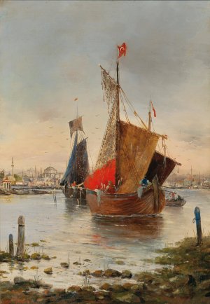 Scene of Constantinople by Karl Kaufmann Oil Painting