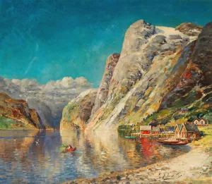 Sommer am Norwegischen Fjord by Karl Kaufmann Oil Painting
