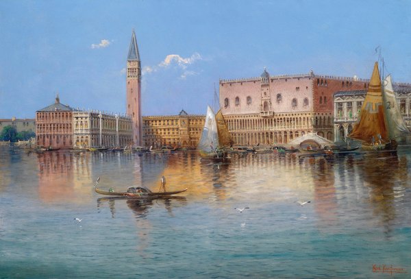 Venedig Acqua Alta by Karl Kaufmann - Hand-Painted Oil Painting Reproduction