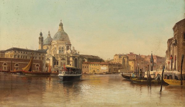Venedig, Kanal Grande mit Blick auf Santa Maria della Salute by Karl Kaufmann - Hand-Painted Oil Painting Reproduction
