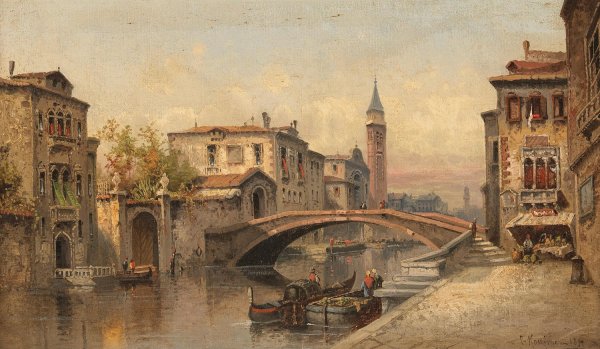 Venedig, Kanalmotiv  by Karl Kaufmann - Hand-Painted Oil Painting Reproduction