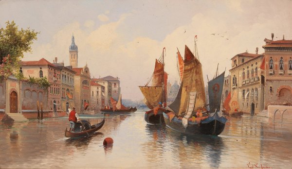 Venetian Motif by Karl Kaufmann - Hand-Painted Oil Painting Reproduction