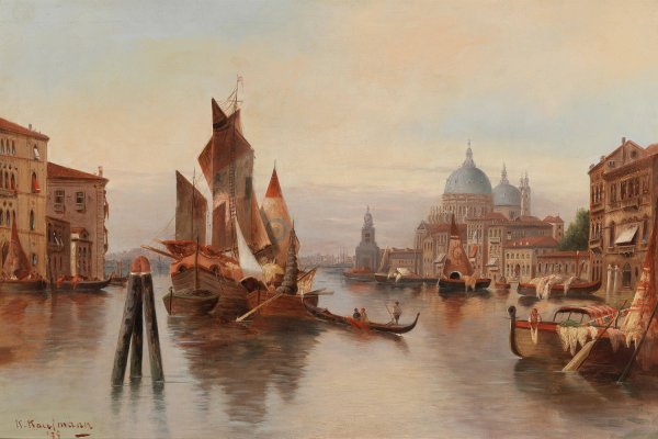Venetian Scene  by Karl Kaufmann - Hand-Painted Oil Painting Reproduction