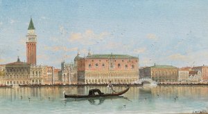 Venice, a View of St Mark's Colum by Karl Kaufmann Oil Painting