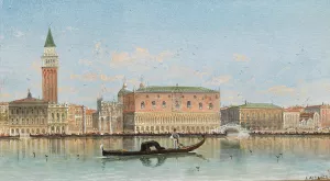 Venice, a View of St Mark's Colum by Karl Kaufmann Oil Painting