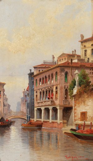Venice, Canal Scene by Karl Kaufmann Oil Painting