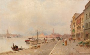 Venice Riva dei Sette Martiri by Karl Kaufmann Oil Painting