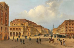 View of the Vienna State Opera by Karl Kaufmann Oil Painting