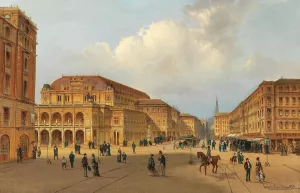 View of the Vienna State Opera by Karl Kaufmann Oil Painting
