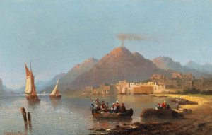 View Of Vesuvius by Karl Kaufmann Oil Painting