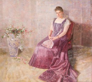 Das lila Staatskleid. Frau von Birkenreuth Oil painting by Karl Mediz