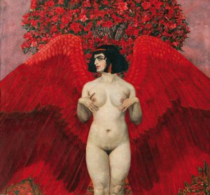 Red angel by Karl Mediz Oil Painting