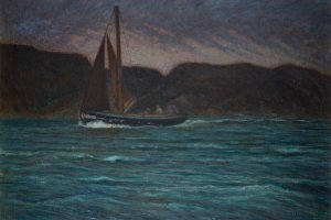 Fishing Boat in Storm Oil painting by Karl Nordstrom