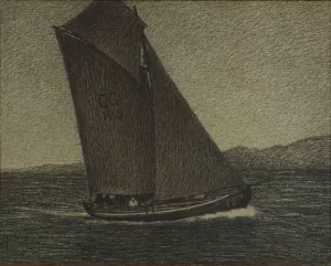 Fishing Boat Tacking by Karl Nordstrom Oil Painting