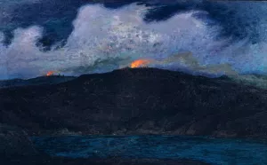 Midsummer Bonfires in Stormy Weather by Karl Nordstrom Oil Painting