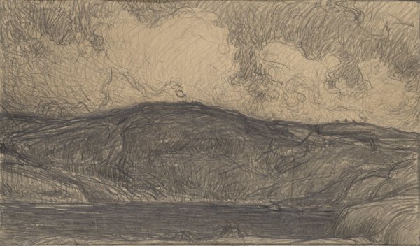 Sketch for Midsummer Bonfires in Stormy Weather  by Karl Nordstrom - Hand-Painted Oil Painting Reproduction