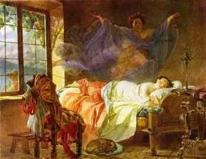 A Dream of a Girl Before a Sunrise by Karl Pavlovich Brulloff - Oil Painting Reproduction