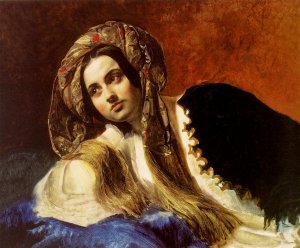 A Turkish Girl by Karl Pavlovich Brulloff Oil Painting