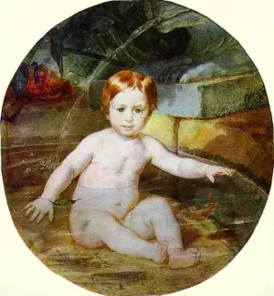 Child in a Swimming Pool Portrait of Prince A.G. Gagarin in Childhood painting by Karl Pavlovich Brulloff