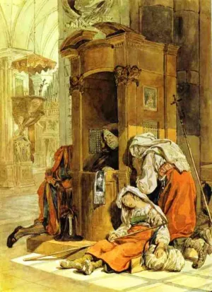 Confession of an Italian Woman painting by Karl Pavlovich Brulloff