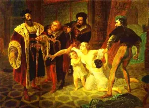 Death of Inessa de Castro, Morganatic Wife of Portuguese Infant Don Pedro Oil painting by Karl Pavlovich Brulloff