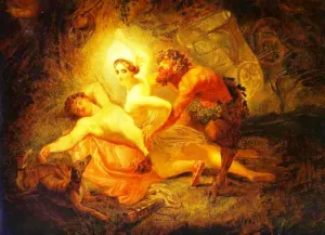 Diana, Endymion, and Satyr by Karl Pavlovich Brulloff Oil Painting