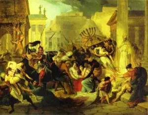 Genserich's Invasion of Rome. Study by Karl Pavlovich Brulloff Oil Painting