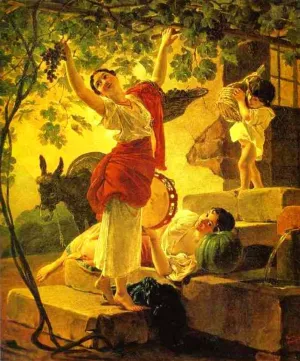 Girl Gathering Grapes in a Suburb of Naples